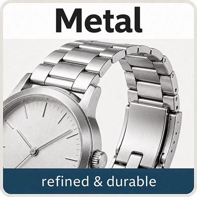 Metal watch bracelet