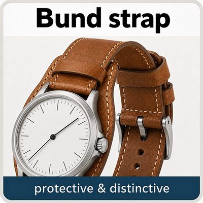 Watch strap with leather pad
