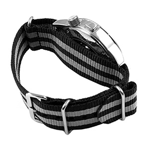 Wearing a NATO strap, step 4: tuck the end back through the metal keeper