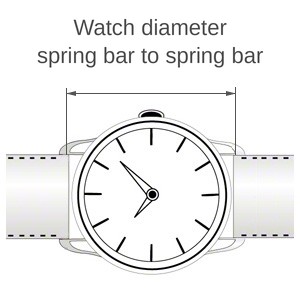 Measuring the watch diameter from spring bar to spring bar
