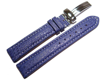 Watch strap - Genuine Shark leather - padded - dark blue