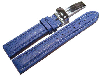 Watch strap - Genuine Shark leather - padded - light blue