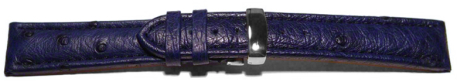 Watch strap - Genuine ostrich leather - padded - dark blue