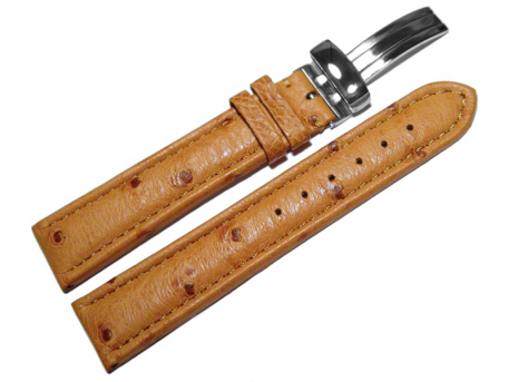 Watch strap - Genuine ostrich leather - padded - nature