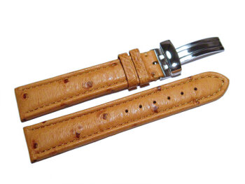 Watch strap - Genuine ostrich leather - padded - nature