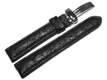 Watch strap - Genuine ostrich leather - padded - black