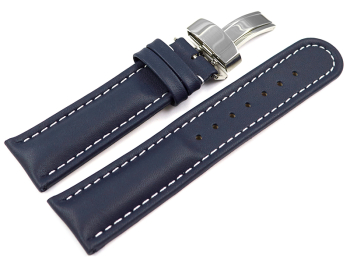 Watch strap - Genuine leather - Smooth - dark blue