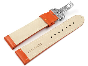 Watch strap - Genuine leather - Smooth - orange