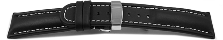 Watch strap - Genuine leather - Smooth - black