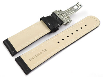 Watch strap - Genuine leather - Smooth - black