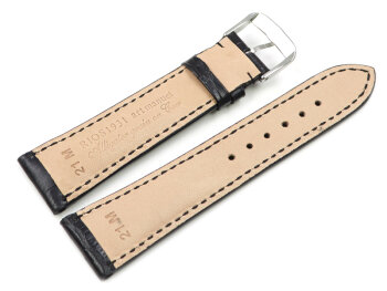 Black watch strap - RIOS - Crocodile Grain - art manuel - 17,19,21,23 mm