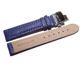 Butterfly - Watch strap - Genuine Shark - padded - dark blue
