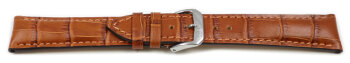 Light brown watch strap - RIOS - Crocodile Grain - art manuel - 17 mm Steel