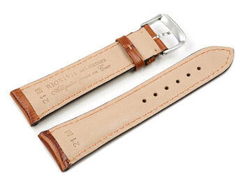 Light brown watch strap - RIOS - Crocodile Grain - art manuel - 21 mm Steel
