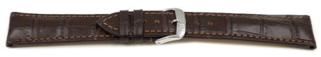 Dark brown watch strap - RIOS - Crocodile Grain - art manuel - 23 mm Steel