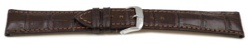 Dark brown watch strap - RIOS - Crocodile Grain - art manuel - 23 mm Gold