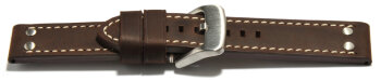 Watch strap - extra strong - genuine leather - 2 Pins -  dark brown