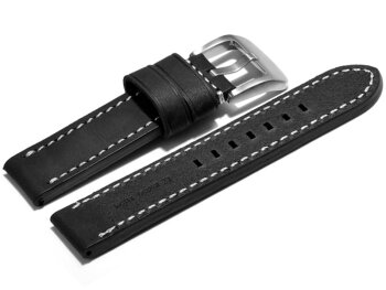 Watch strap - extra strong - genuine leather - black