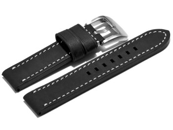 Watch strap - extra strong - genuine leather - black 22mm