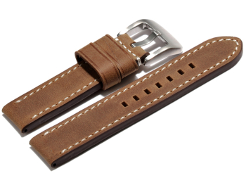 Watch strap - extra strong - genuine leather - light brown