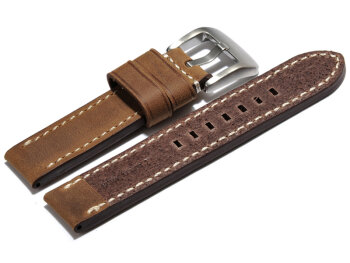 Watch strap - extra strong - genuine leather - light brown