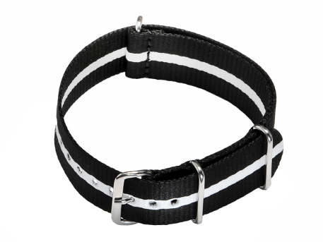 Watch strap - Nato - Nylon - Waterproof - black / white