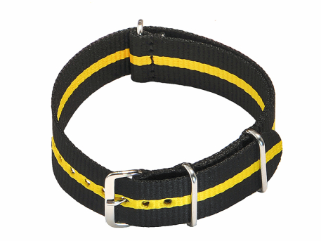 Watch strap - Nato - Nylon - Waterproof - black / yellow