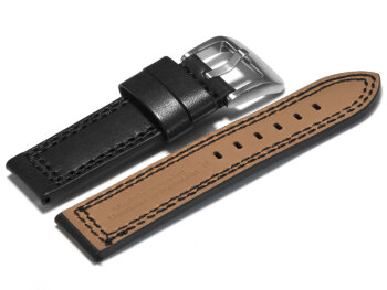 Watch strap - Genuine leather - black - double stitching