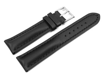 Watch strap - strong padded - smooth - black 20mm Steel