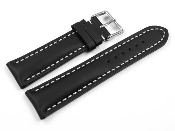 Watch strap - strong padded - smooth - black 18mm Steel
