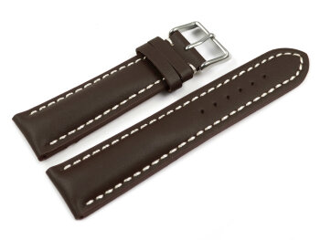 Watch strap - strong padded - smooth - brown 20mm Steel