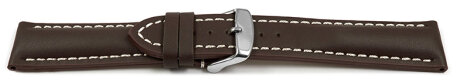 Watch strap - strong padded - smooth - brown 22mm Steel