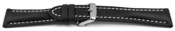 Watch strap - strong padded - smooth - black - 22/18 mm Steel