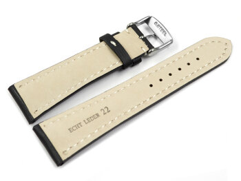Watch strap - strong padded - smooth - black - 22/18 mm Gold