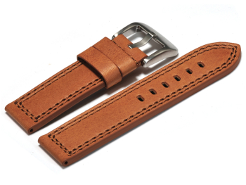 Watch strap - Genuine leather - brown - double stitching