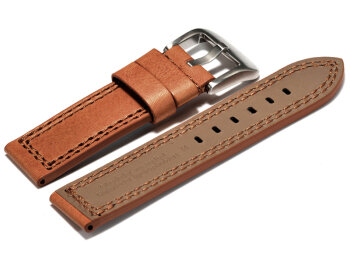 Watch strap - Genuine leather - brown - double stitching