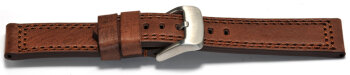 Watch strap - Genuine leather - dark brown - double stitching