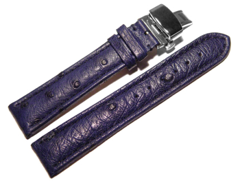 Butterfly - Watch strap - Genuine Ostrich - padded - dark...