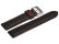 Watch strap - genuine leather - black - red stitching - 18mm Steel