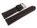 Watch strap - strong padded - smooth - black red stitch 20mm Steel