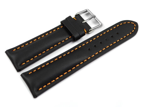 Watch strap - strong padded - smooth - black with orange...