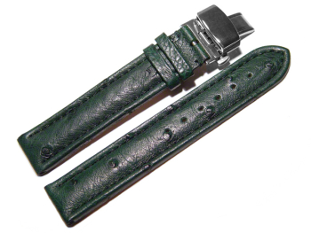 Butterfly - Watch strap - Genuine Ostrich - padded - dark green