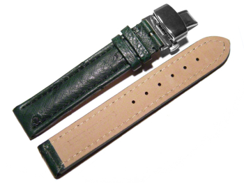 Butterfly - Watch strap - Genuine Ostrich - padded - dark green