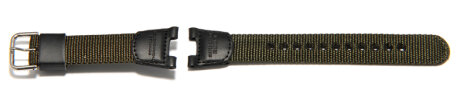Genuine Casio Replacement Green and Black Cloth/Leather Watch strap Casio for SGW-100B-3V