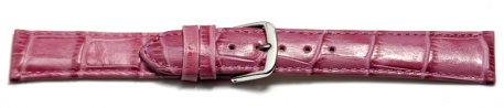 Watch Strap - Shiny Berry Coloured Croc Grained Leather