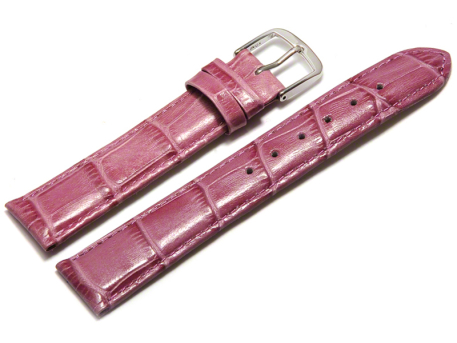 Watch Strap - Shiny Berry Coloured Croc Grained Leather