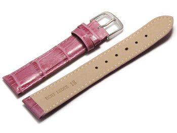 Watch Strap - Shiny Berry Coloured Croc Grained Leather