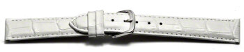 Watch Strap - White Coloured Croc Grained Genuine Leather 8mm Steel