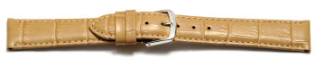 Watch Strap - Sand Coloured Croc Grained Genuine Leather 8mm Steel