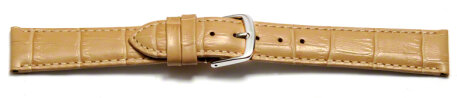 Watch Strap - Sand Coloured Croc Grained Genuine Leather 22mm Gold